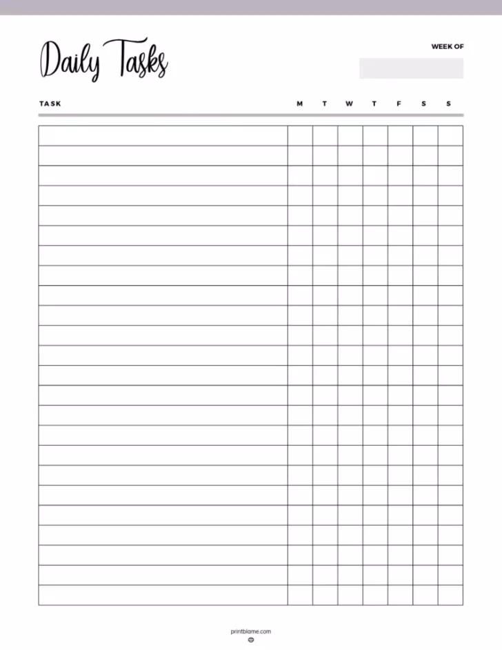 Free Printable Daily Checklist Template