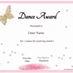Free Dance Certificate Template   Customizable And Printable Pertaining To Free Printable Dance Certificate Template