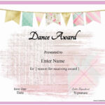 Free Dance Certificate Template   Customizable And Printable Regarding Free Printable Dance Certificate Template