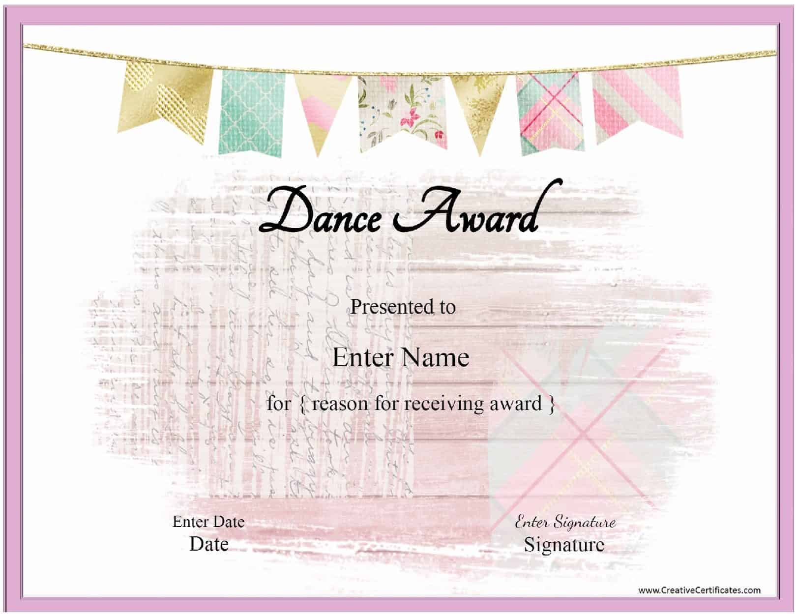 Free Dance Certificate Template - Customizable And Printable regarding Free Printable Dance Certificate Template
