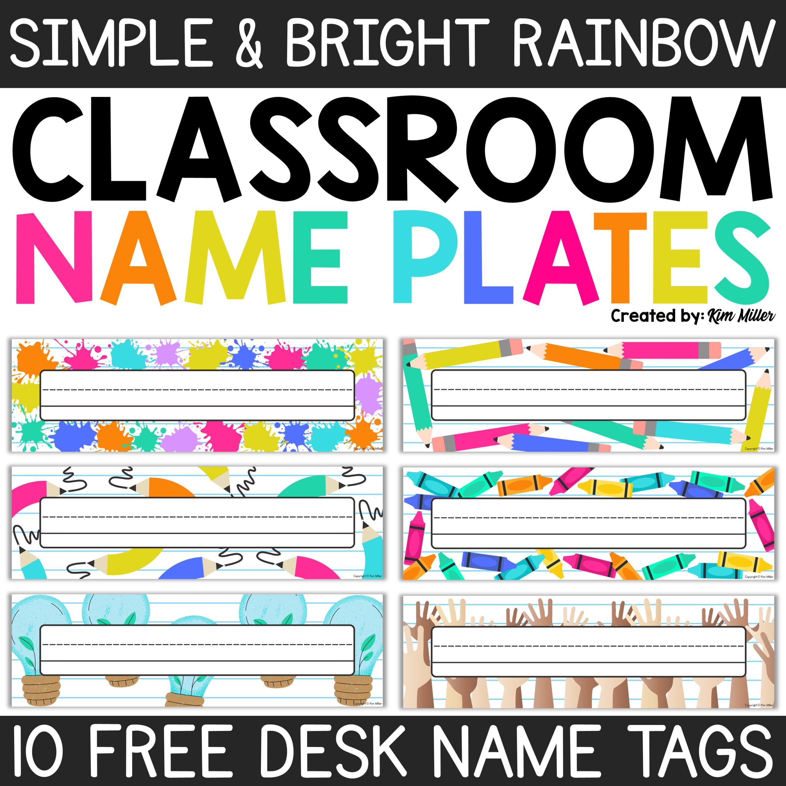 Free Desk Name Tags Bright Rainbow Classroom Decor Student Desk regarding Free Printable Desk Name Plate Template