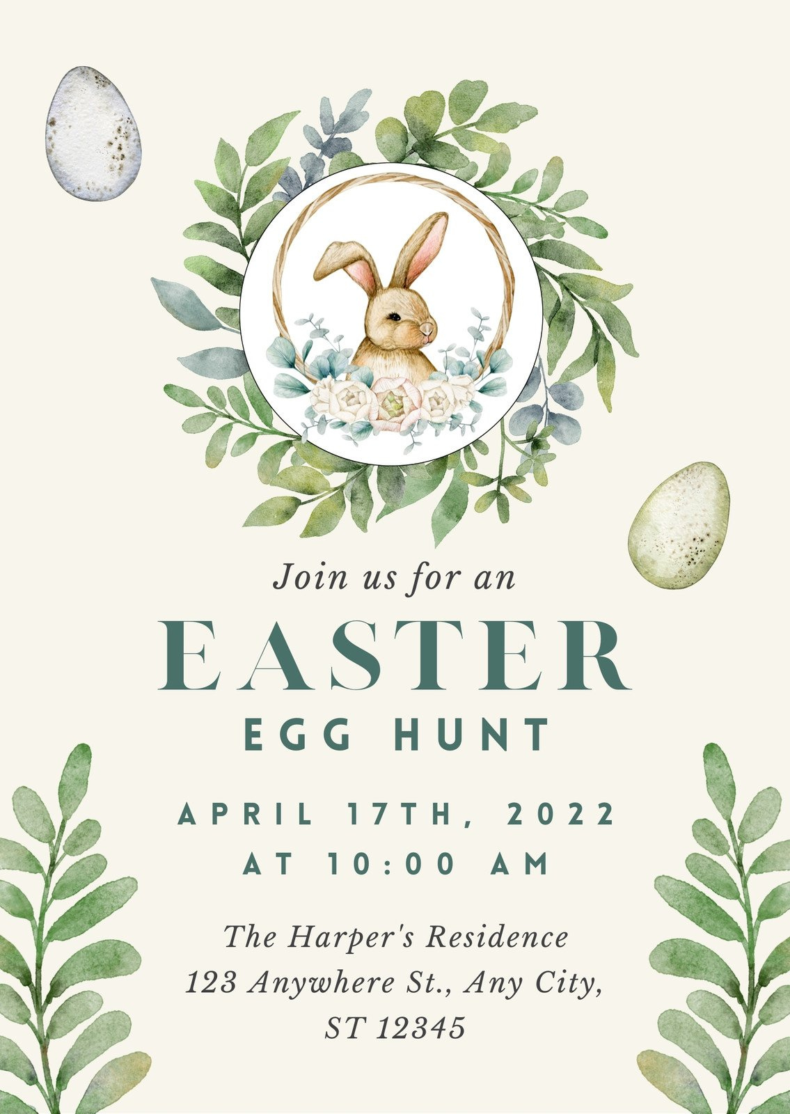 Free Easter Invitation Templates To Edit And Print | Canva inside Free Printable Easter Egg Hunt Invitation Template