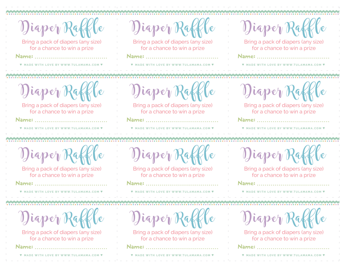 Free, Easy To Print Diaper Raffle Tickets - Tulamama within Free Printable Diaper Raffle Ticket Template Download