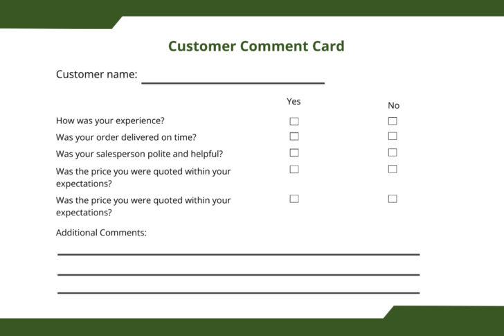 Free Printable Comment Card Template