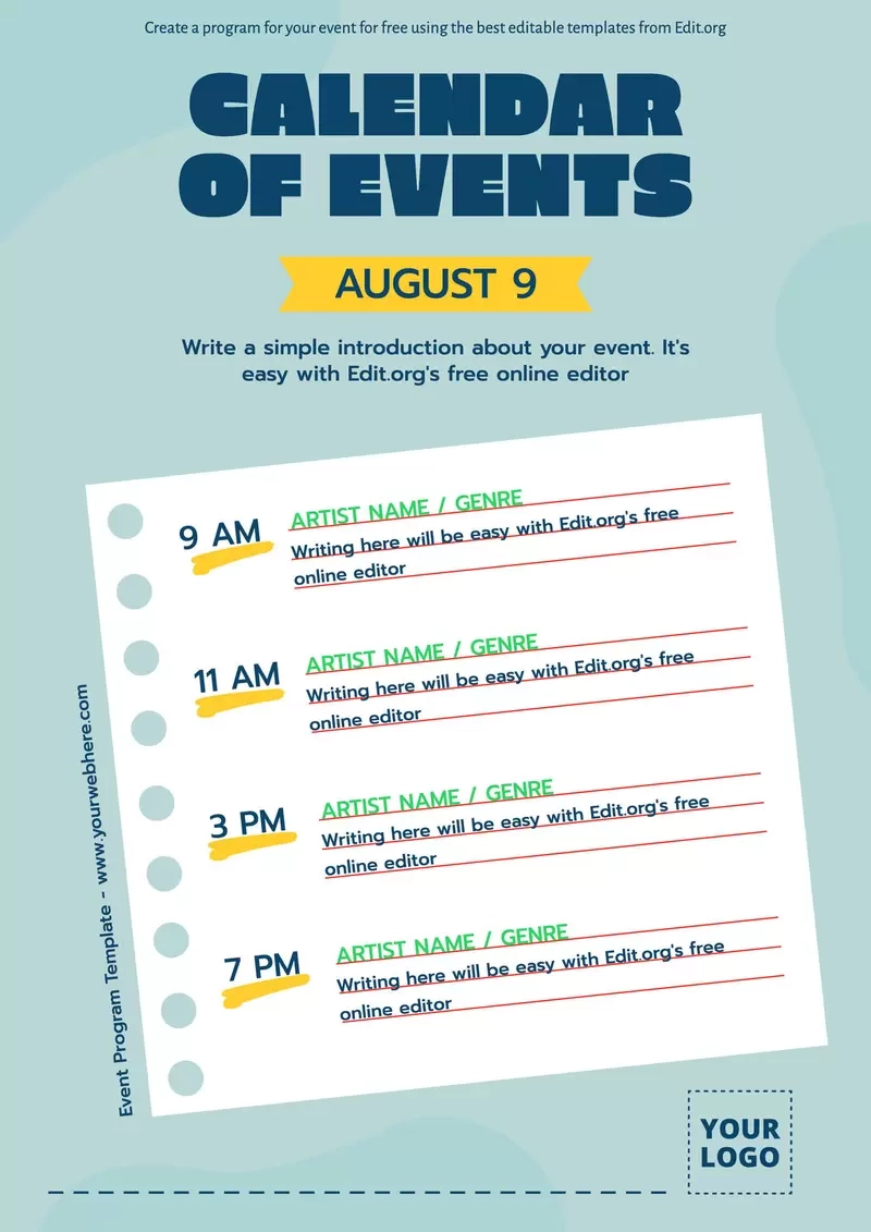 Free Editable Event Program Templates inside Free Printable Event Program Template