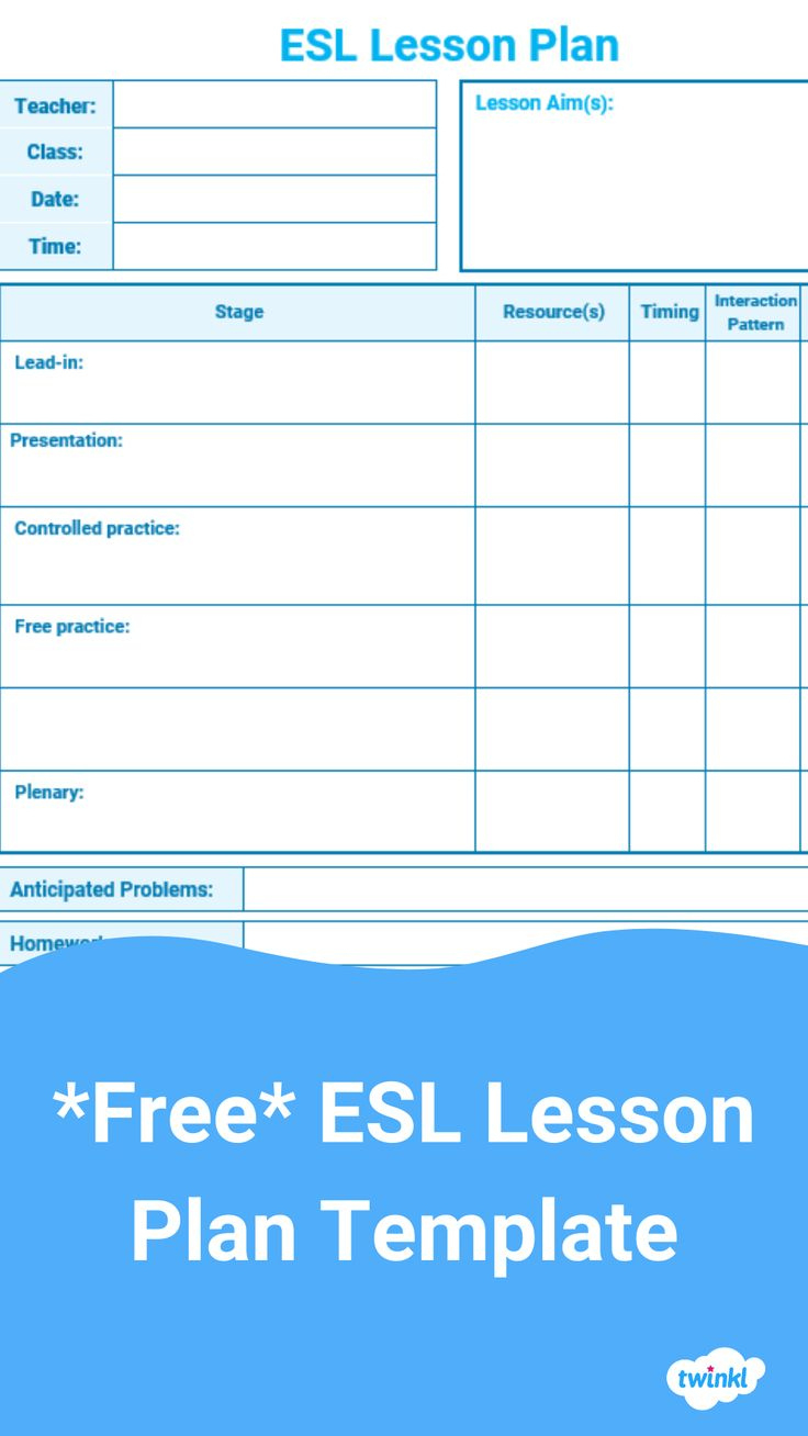 Free* Esl Lesson Plan Template with Free Printable Esl Lesson Plan Template