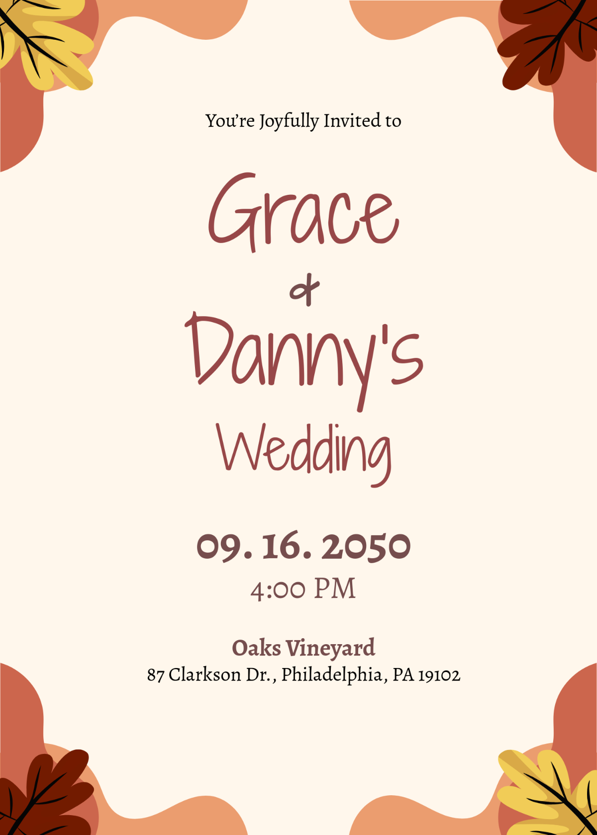 Free Fall Wedding Invitation Templates, Editable And Printable for Free Printable Fall Wedding Invitation Template