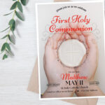 Free First Communion Invitation Instant Download Template   Intended For Free Printable First Communion Invitation Template