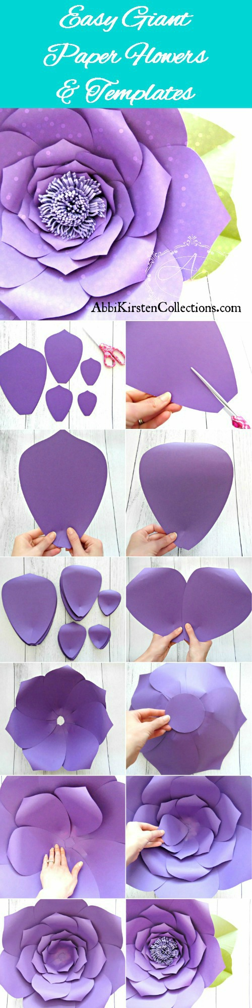 Free Flower Template: How To Make Large Paper Flowers with Free Printable Giant Flower Template