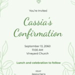 Free Green Confirmation Invitation Template   Edit Online With Free Printable Confirmation Card Template