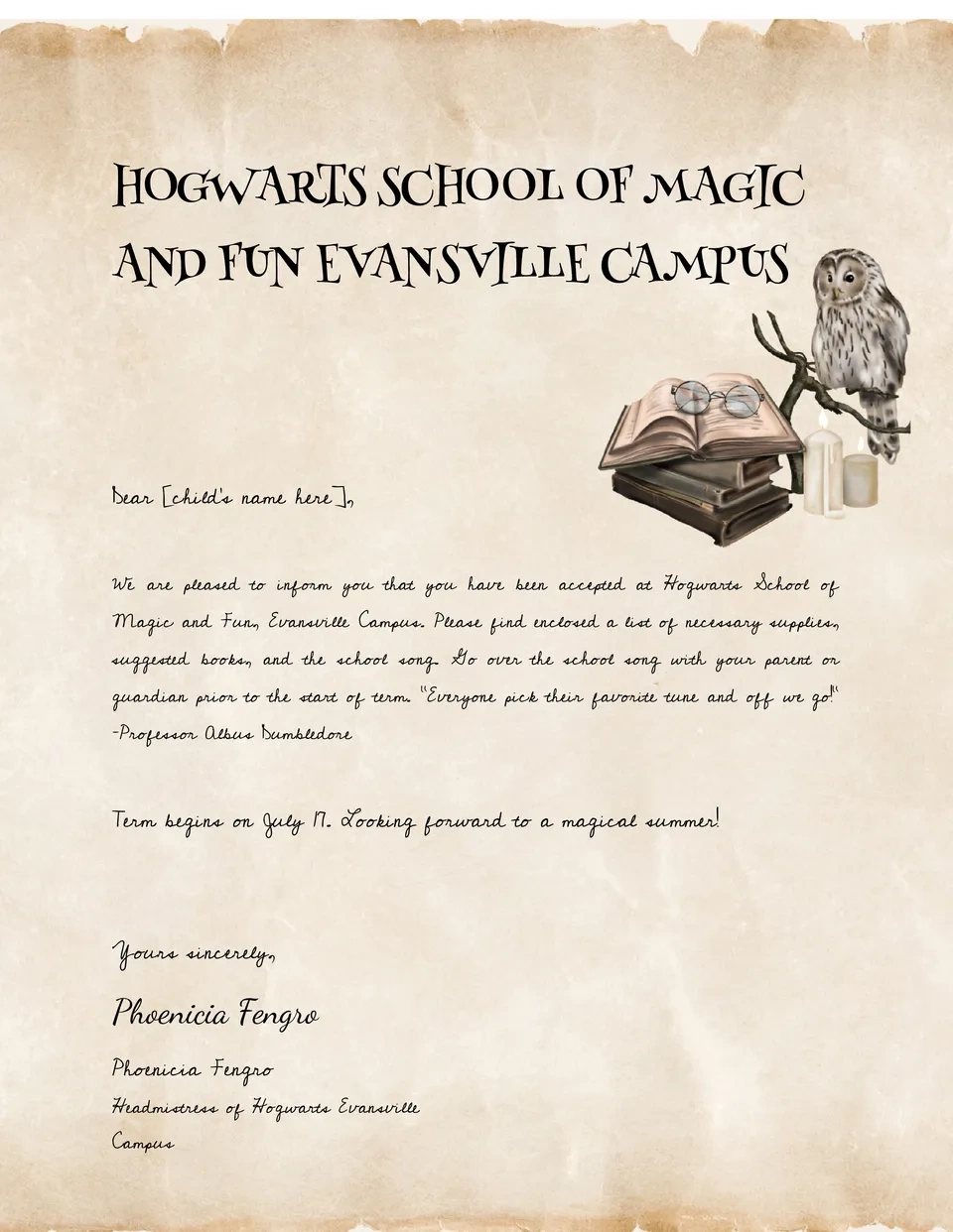 Free Hogwarts Acceptance Letter Template For Google Docs for Free Printable Editable Hogwarts Acceptance Letter Template