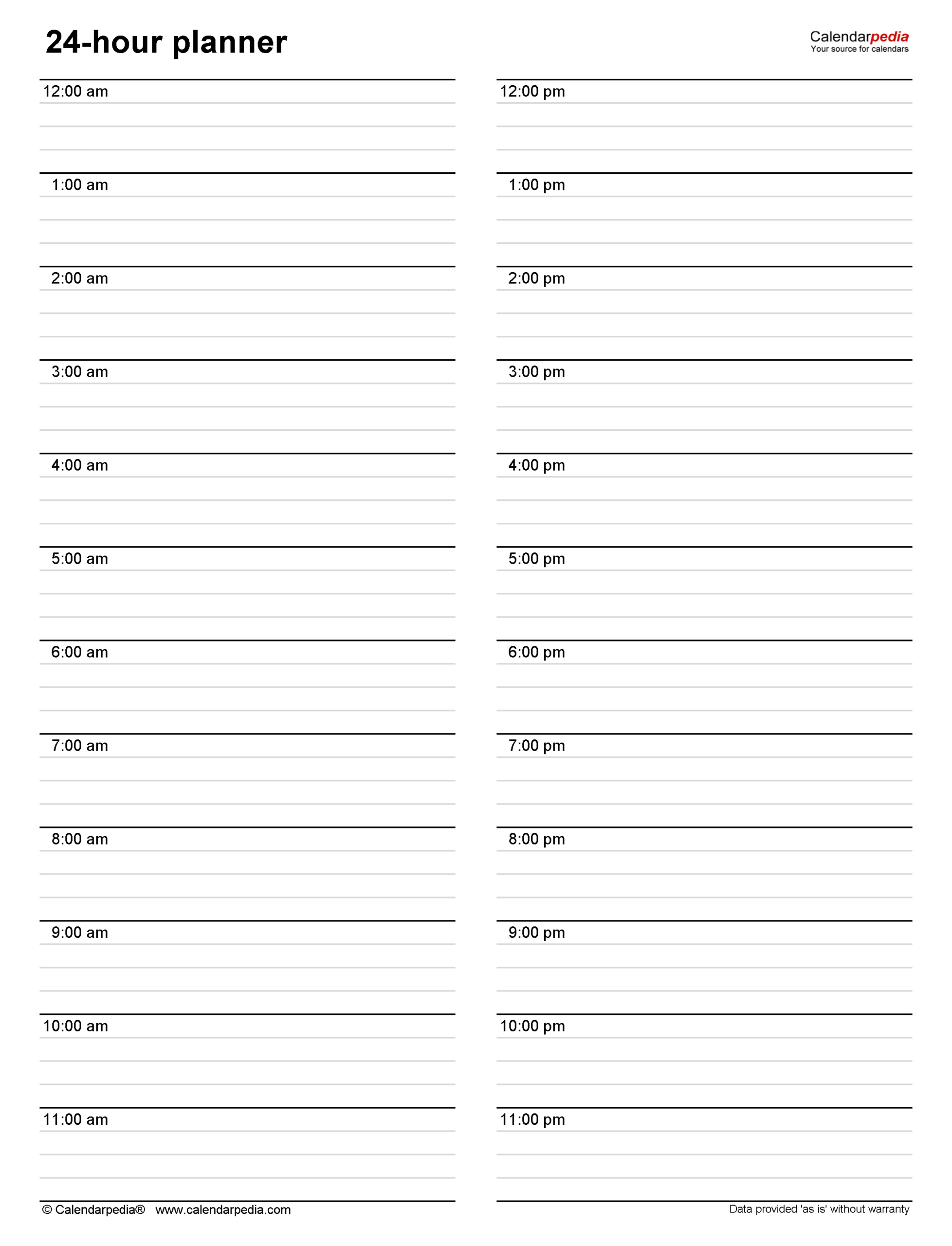 Free Hourly Planners In Pdf Format - 20+ Templates regarding Free Printable 24 Hour Daily Planner Template