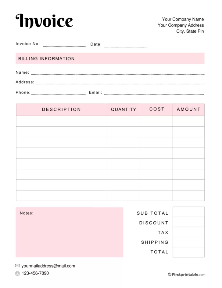 Free Printable Blank Receipt Template