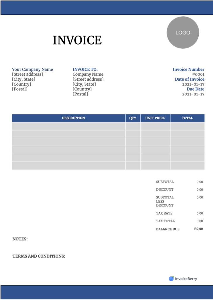 Free Printable Editable Invoice Template