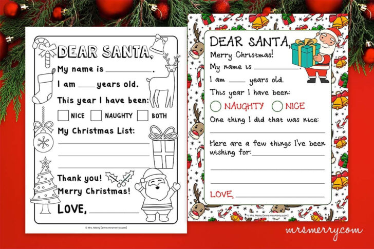 Free Printable Downloadable Letter to Santa Template