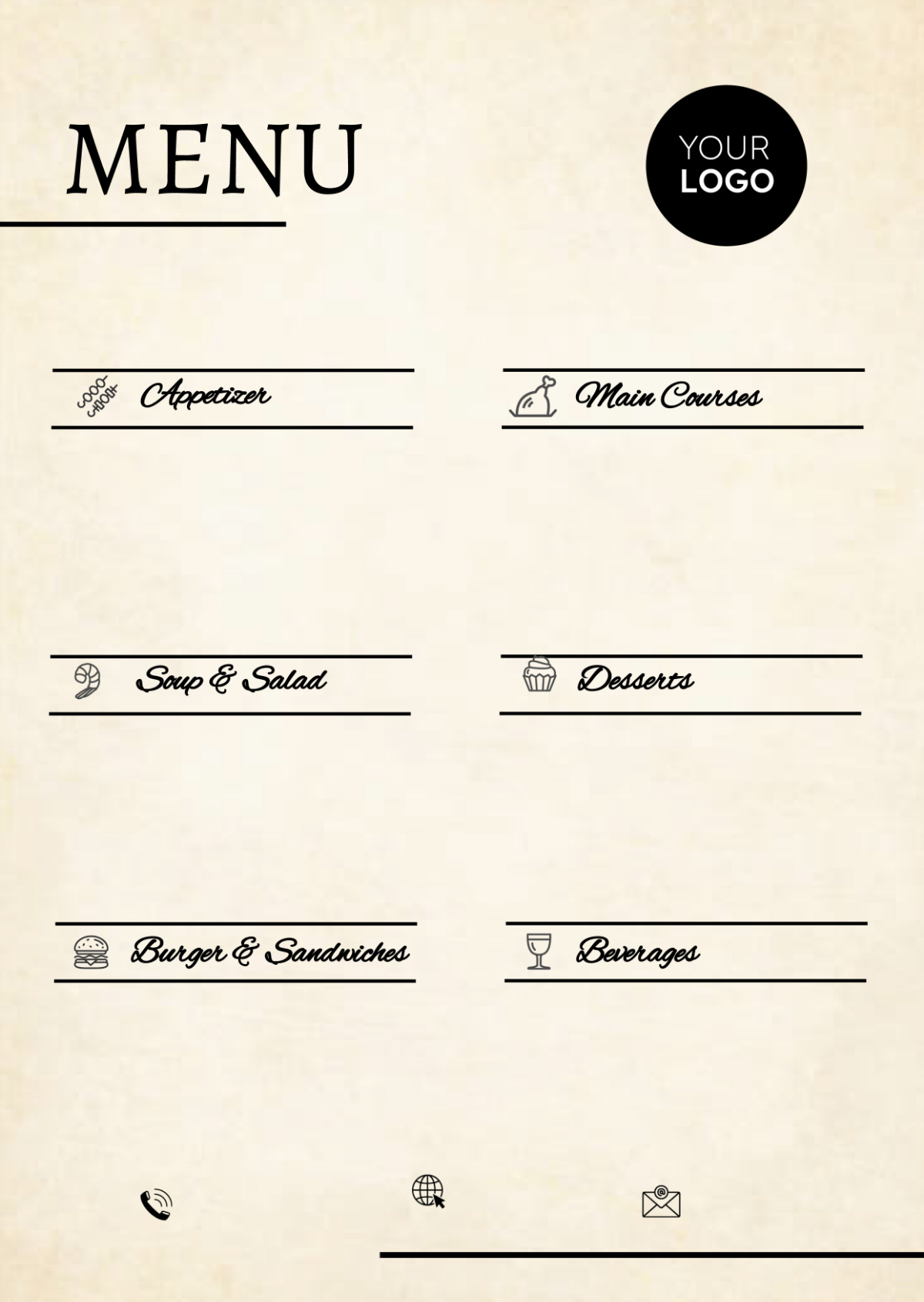 Free Menu Templates, Editable And Printable pertaining to Free Printable Food Menu Template