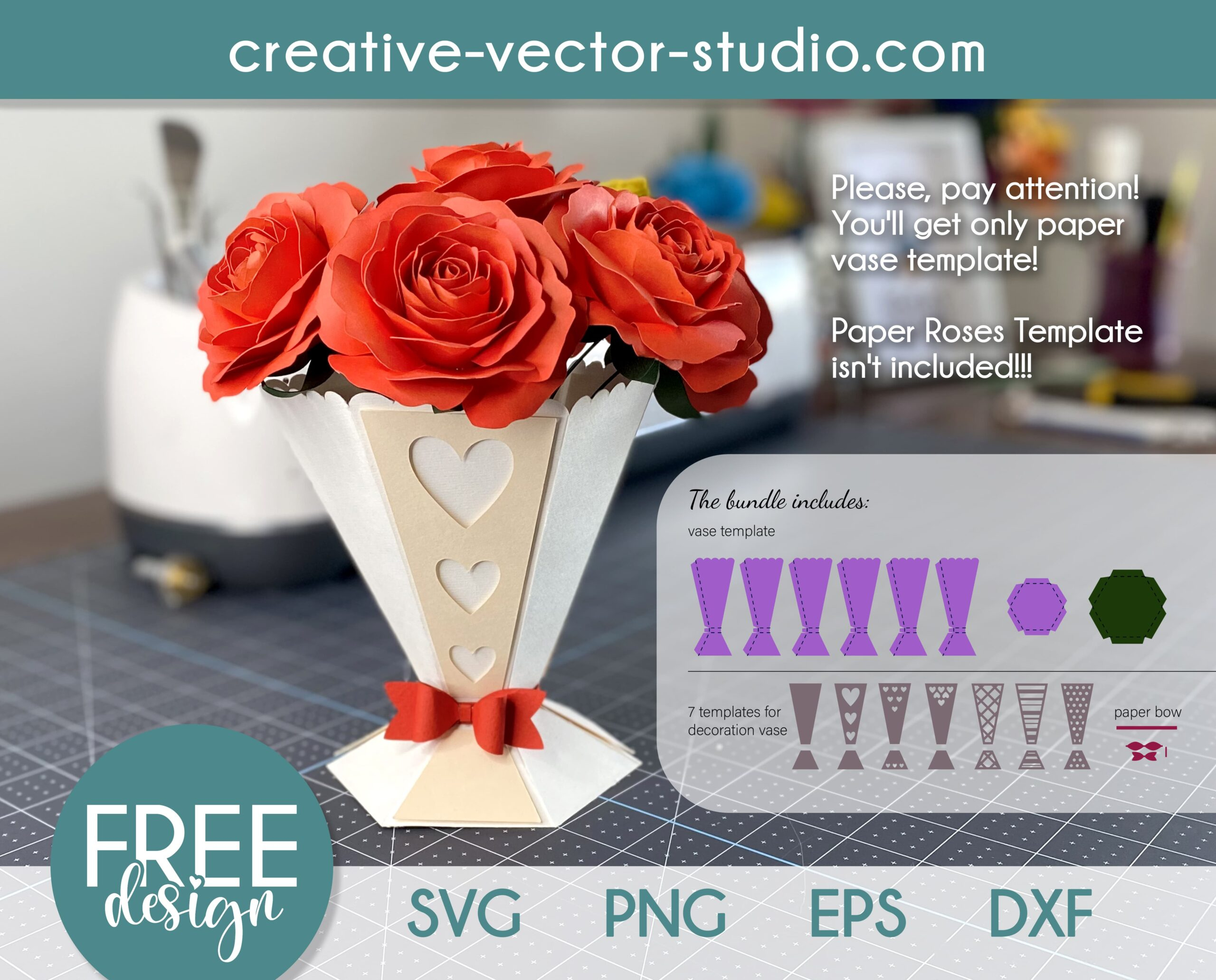 Free Paper Vase Svg Template | Creative Vector Studio intended for Free Printable Flower Vase Template