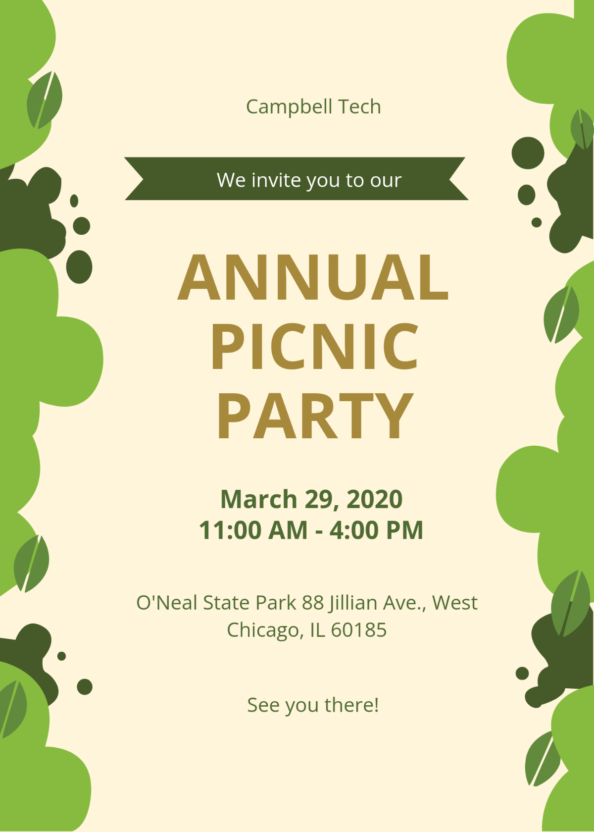 Free Picnic Templates &amp;amp; Examples - Edit Online &amp;amp; Download with Free Printable Company Picnic Invitation Template