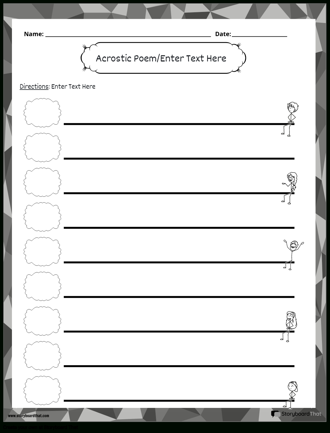 Free Poem Worksheet Templates: Poetry Maker For Students with Free Printable Acrostic Poem Template