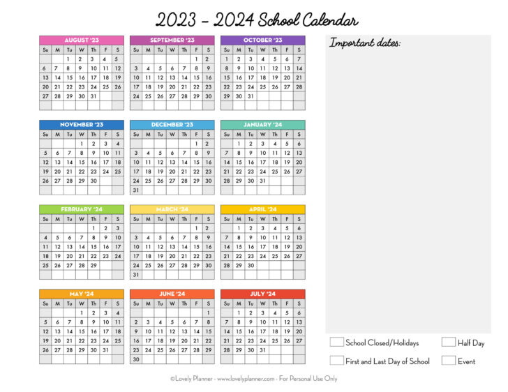 Free Printable Academic Calendar Template