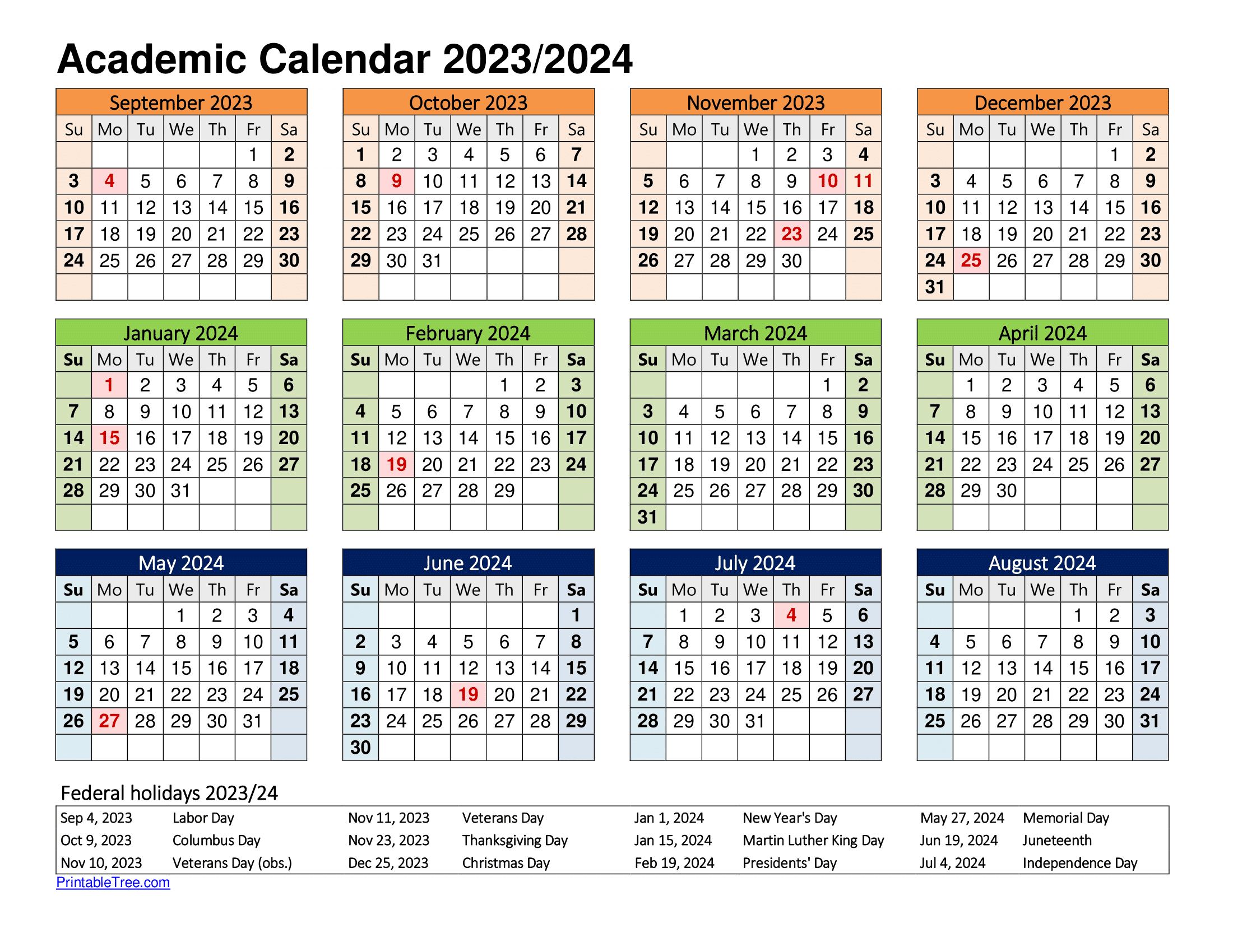 Free Printable Academic Calendar 2024 To 2025 Templates within Free Printable Academic Calendar Template