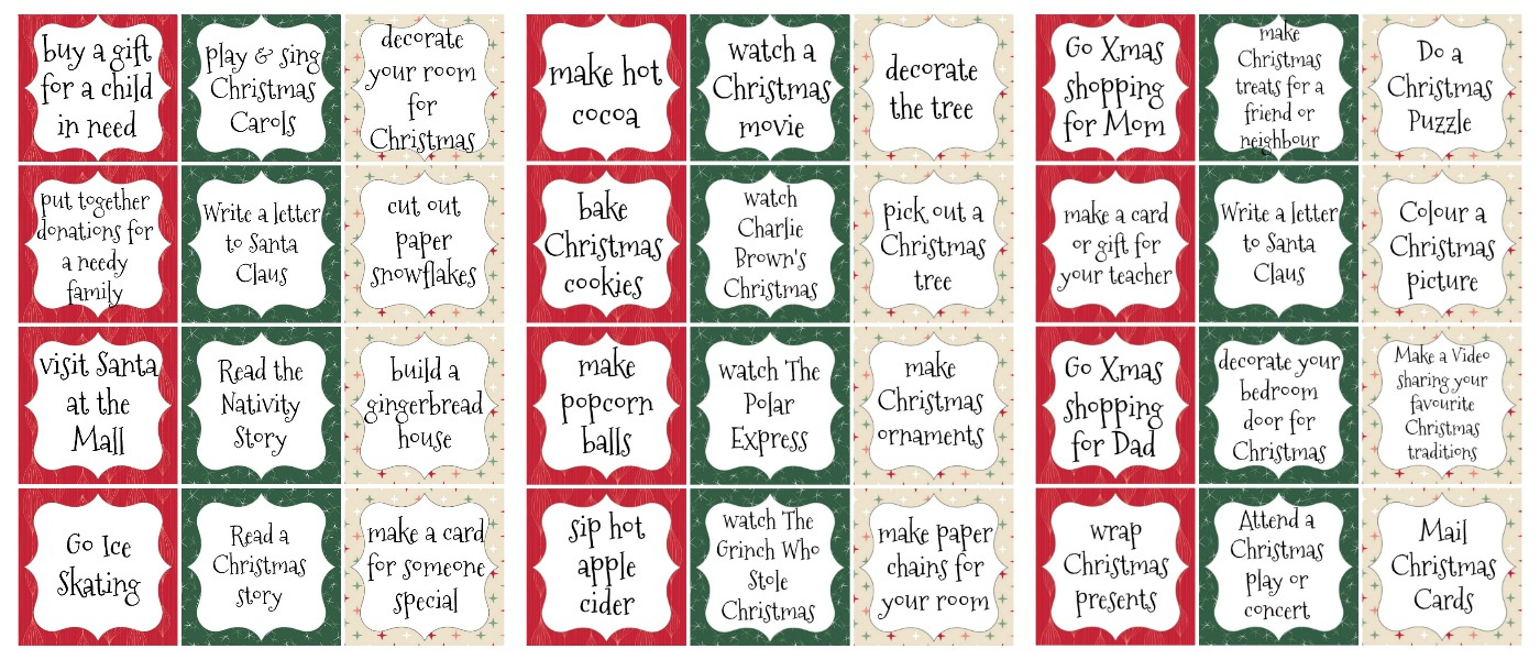 Free Printable Activity Based Advent Calendar | The Happy Housie in Free Printable Advent Calendar Template