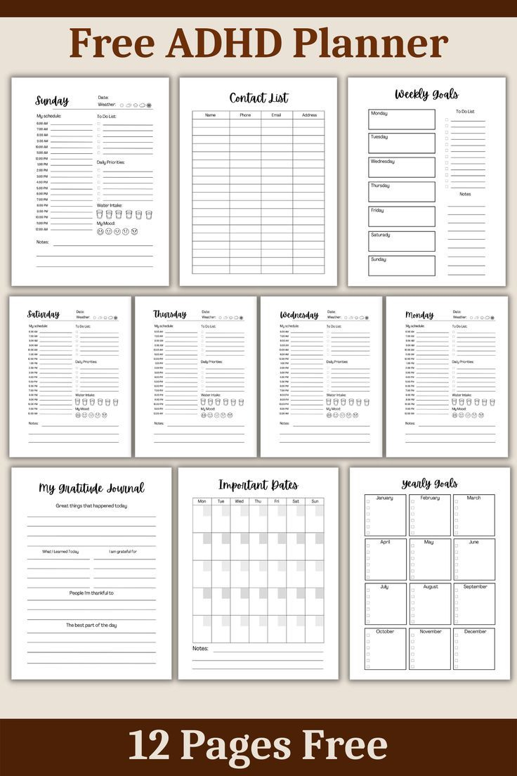 Free Printable Adhd Planner For Adults | Free Adhd Planner inside Free Printable Adhd Planner Template