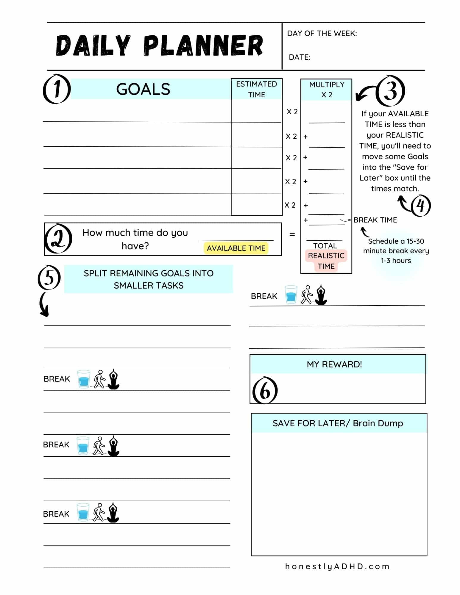 Free Printable Adhd Planner - Honestly Adhd pertaining to Free Printable Adhd Planner Template