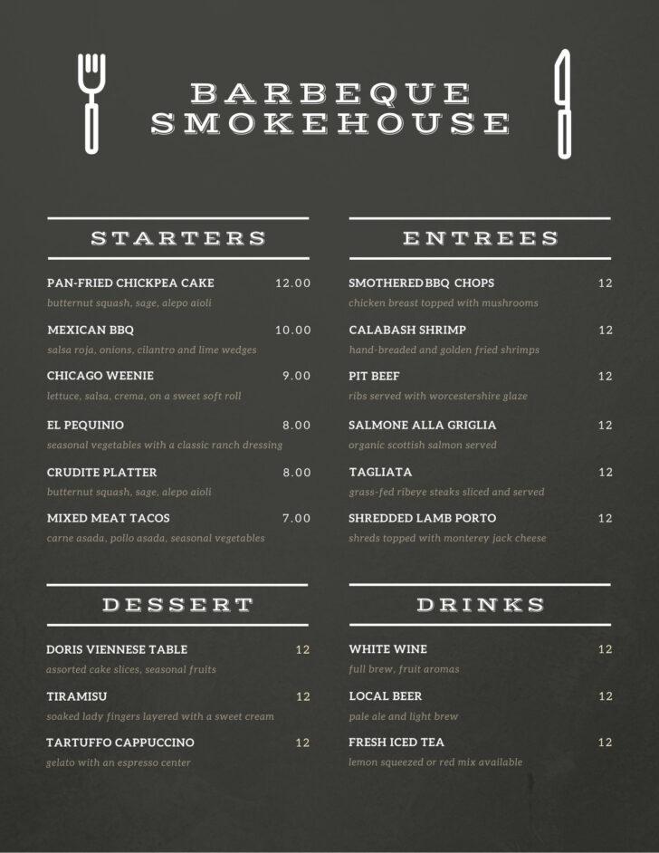 Free Printable BBQ Menu Template