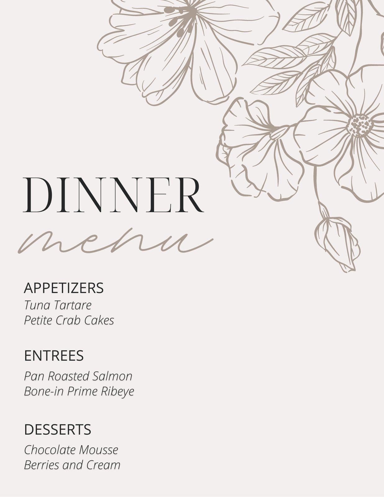 Free Printable And Customizable Dinner Party Menu Templates | Canva pertaining to Free Printable Dinner Menu Template