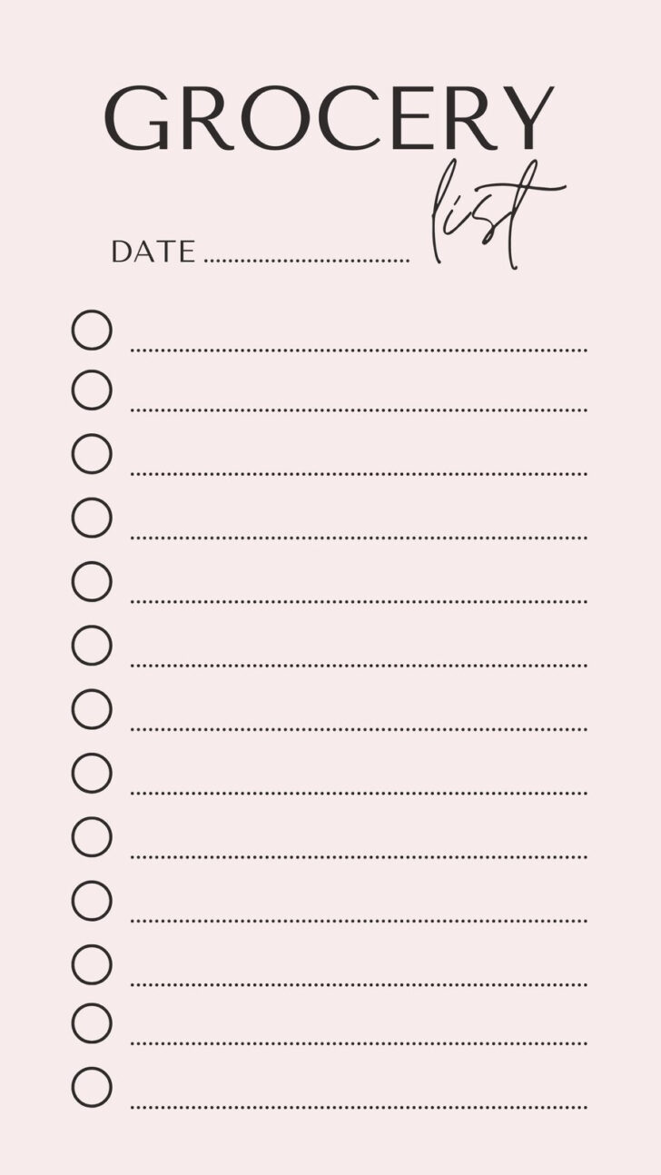 Free Printable Blank Grocery List Template