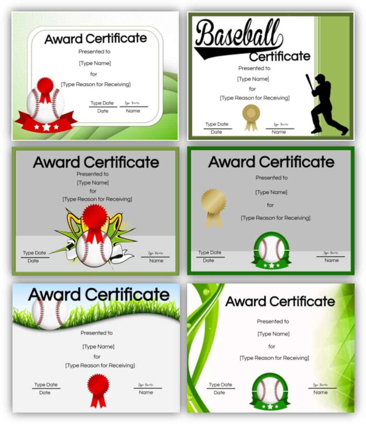 Free Printable Baseball Certificates Template