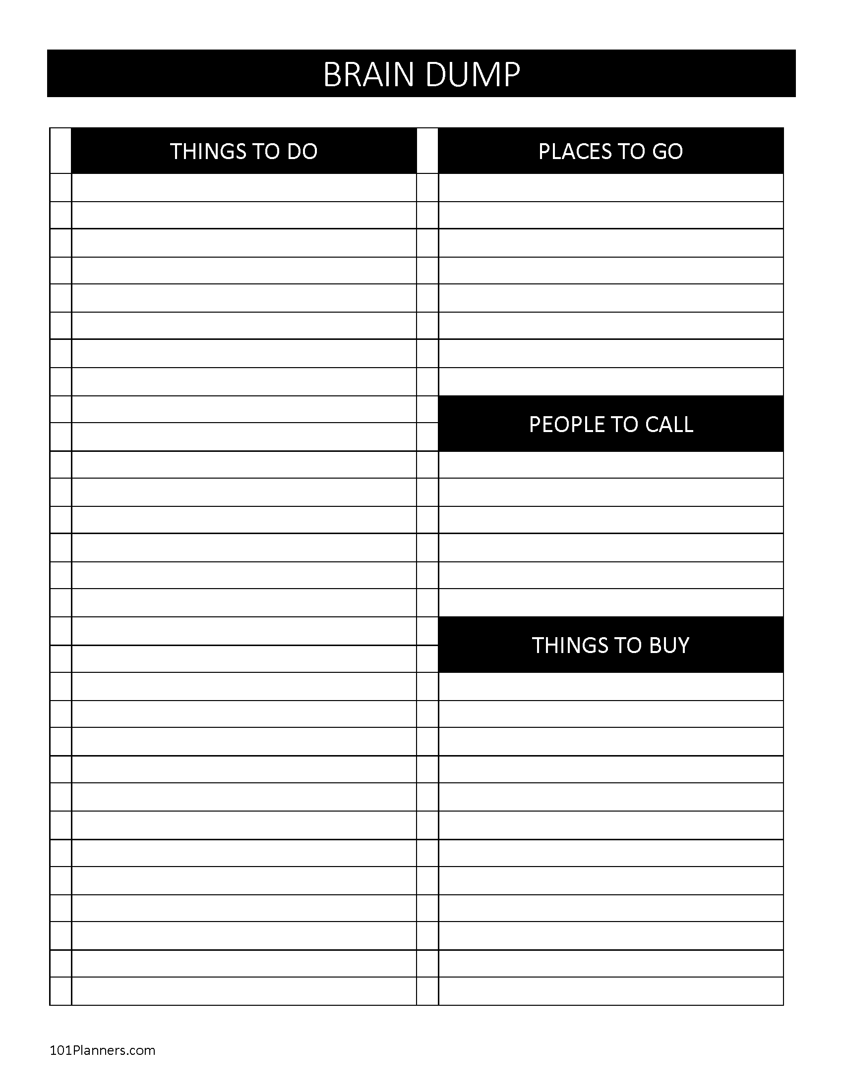 Free Printable And Editable Brain Dump Worksheet with Free Printable Brain Dump Template