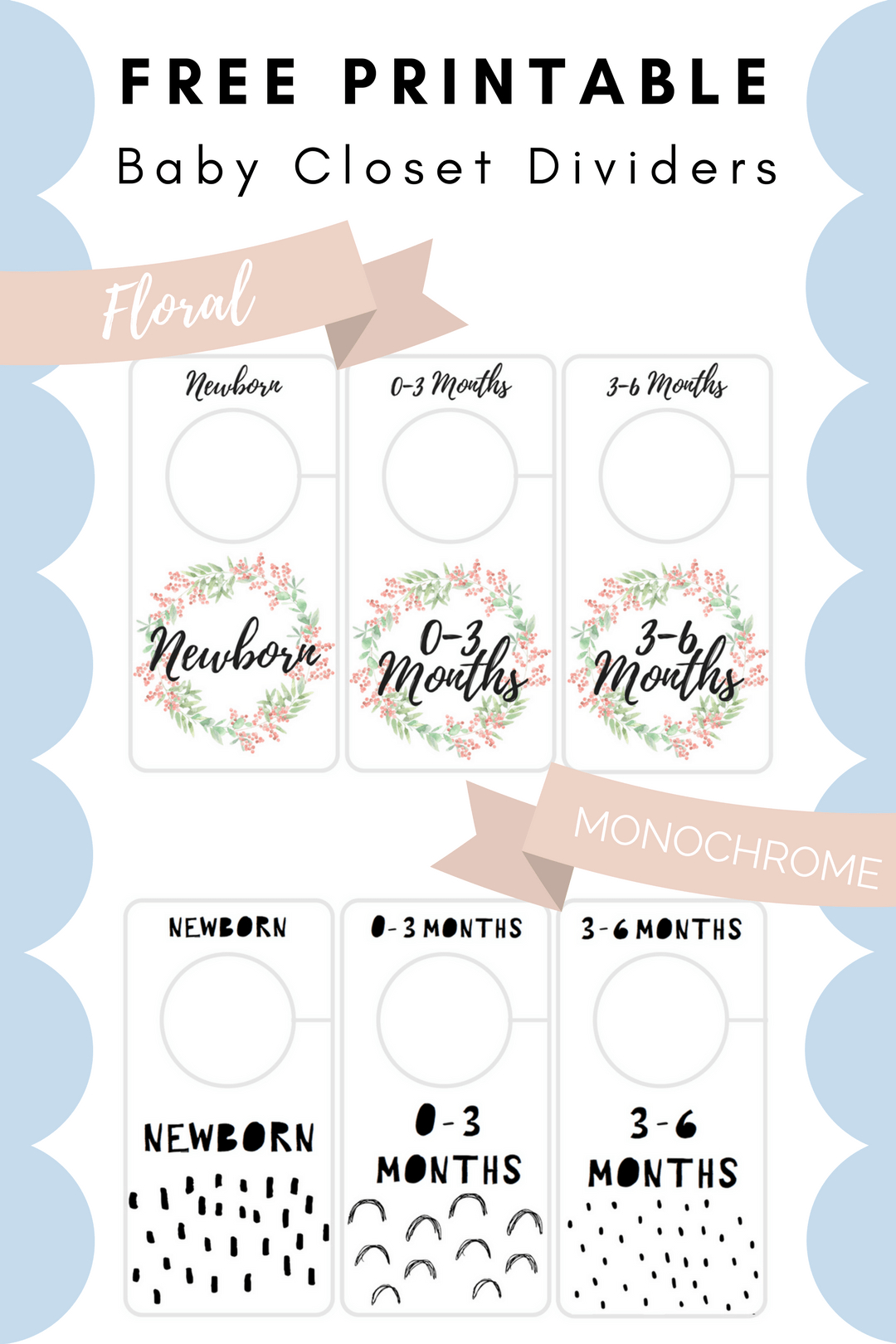 Free Printable Baby Closet Dividers Preemie To 24 Months - 2 Styles with regard to Free Printable Closet Divider Template