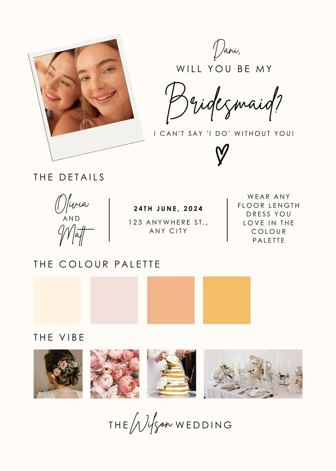 Free Printable Be My Bridesmaid Invitation Templates | Canva with Free Printable Bridesmaid Proposal Template