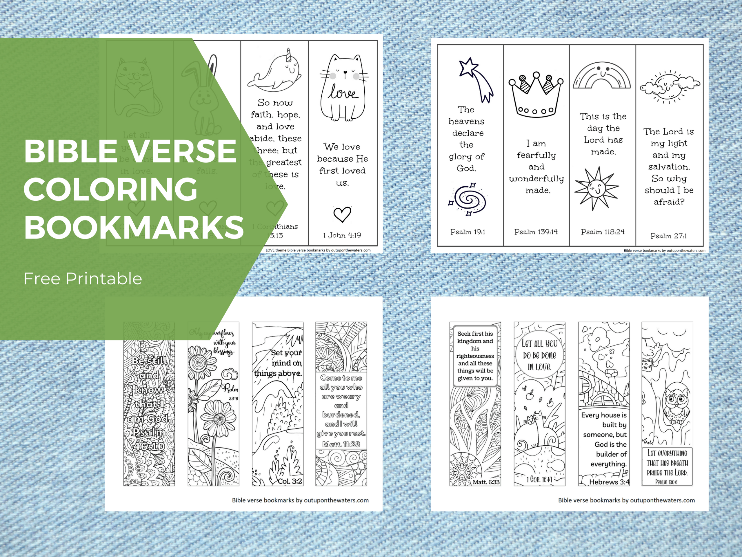 Free Printable Bible Verse Bookmarks To Color - Out Upon The Waters for Free Printable Bible Bookmarks Template