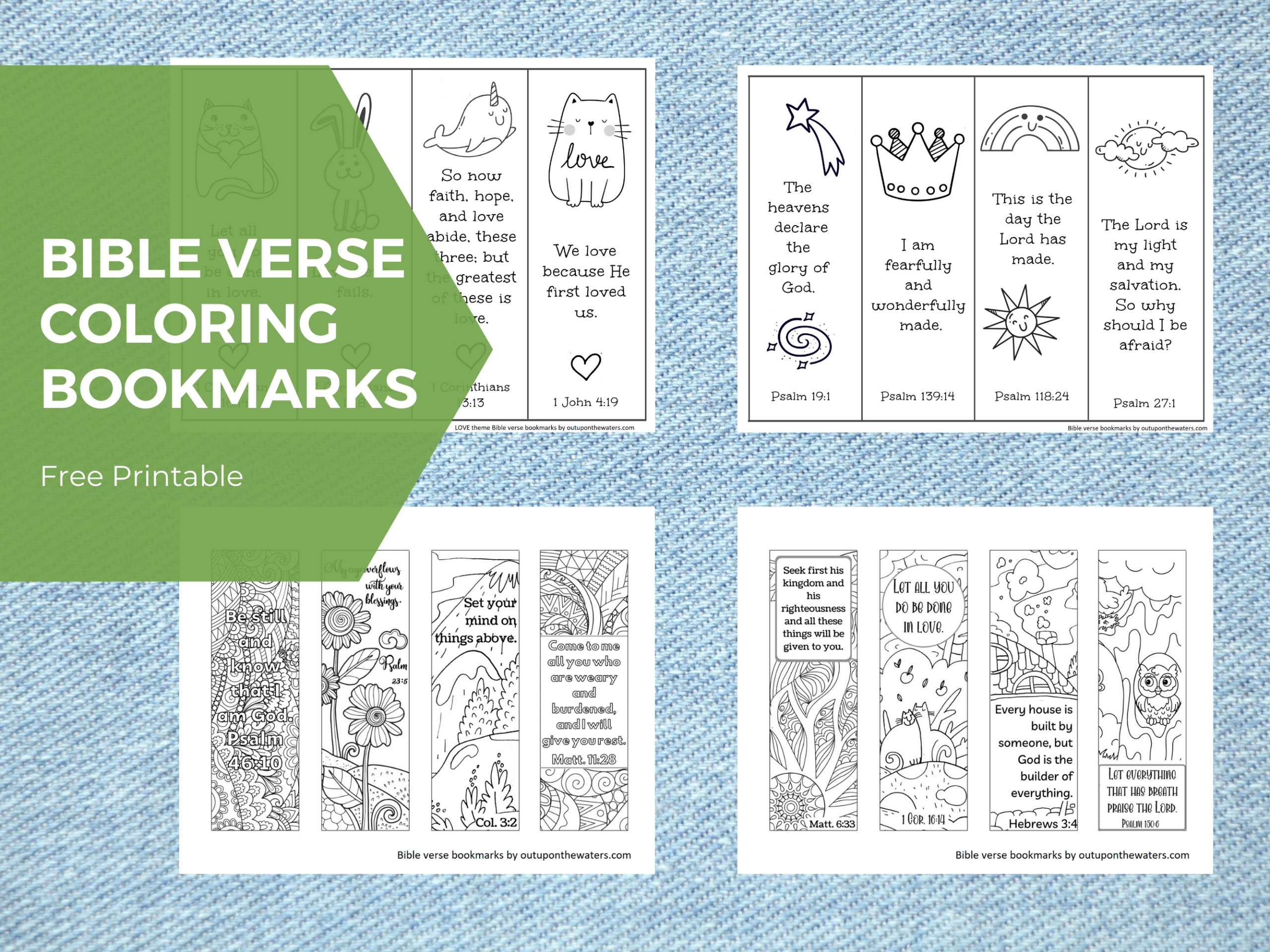 Free Printable Bible Verse Bookmarks To Color - Out Upon The Waters inside Free Printable Christian Bookmark Template