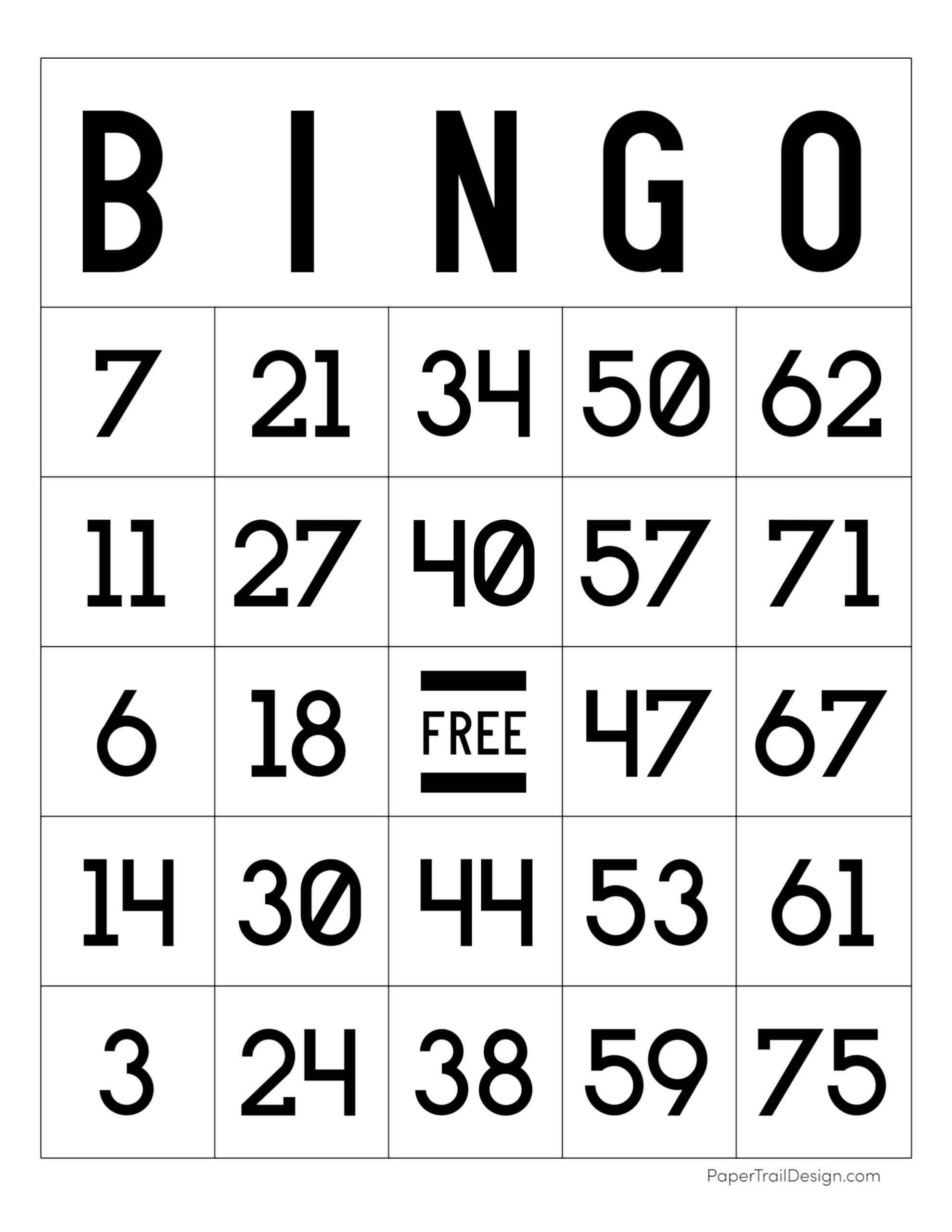 Free Printable Bingo Cards - Paper Trail Design pertaining to Free Printable Bingo Card Template