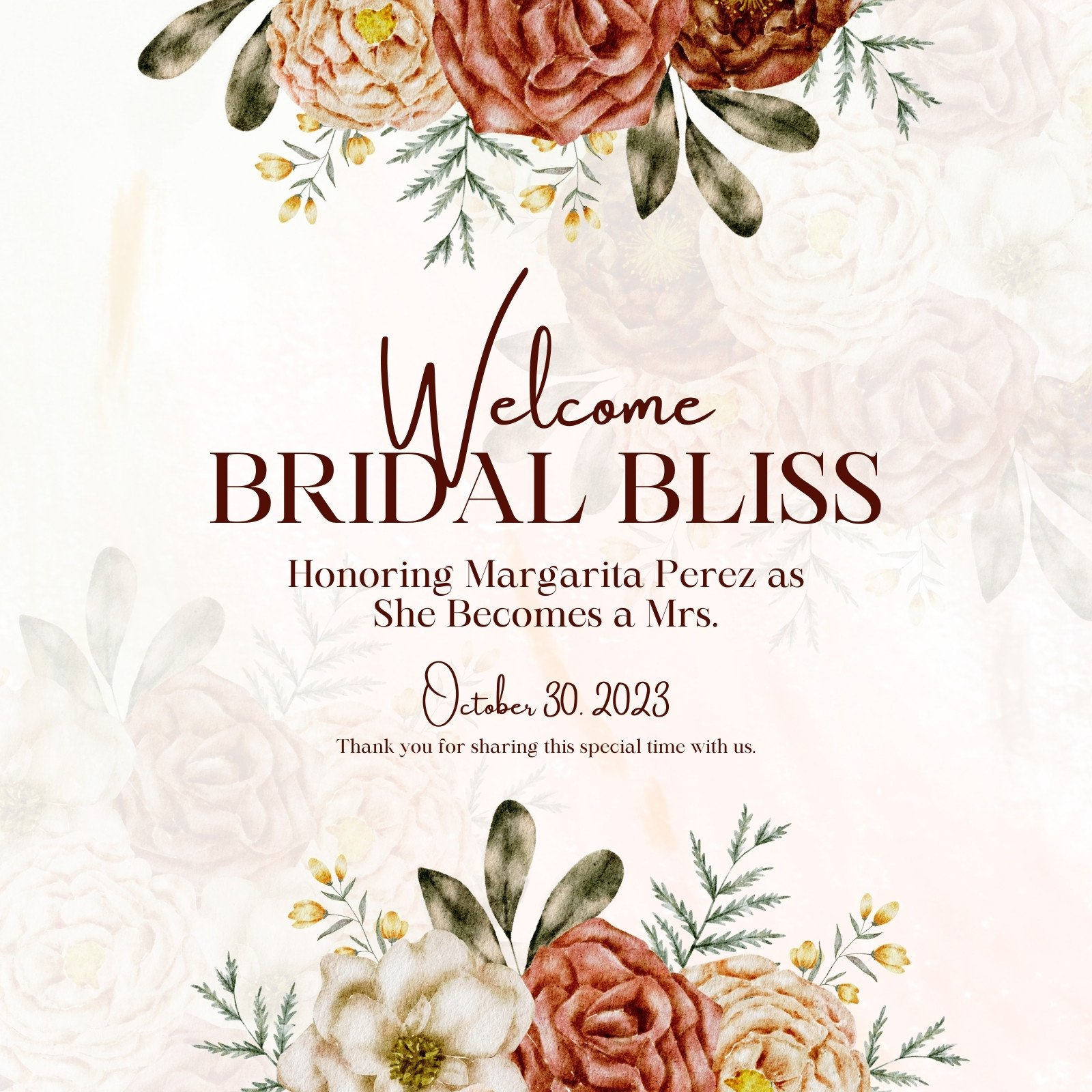 Free Printable Bridal Shower Welcome Yard Sign Templates | Canva within Free Printable Bridal Shower Template