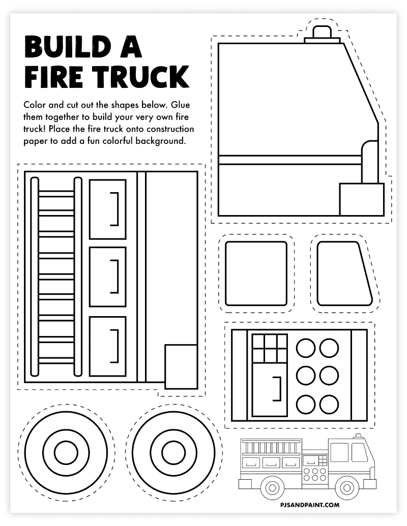 Free Printable Build A Fire Truck Craft - Pjs And Paint inside Free Printable Fire Truck Template