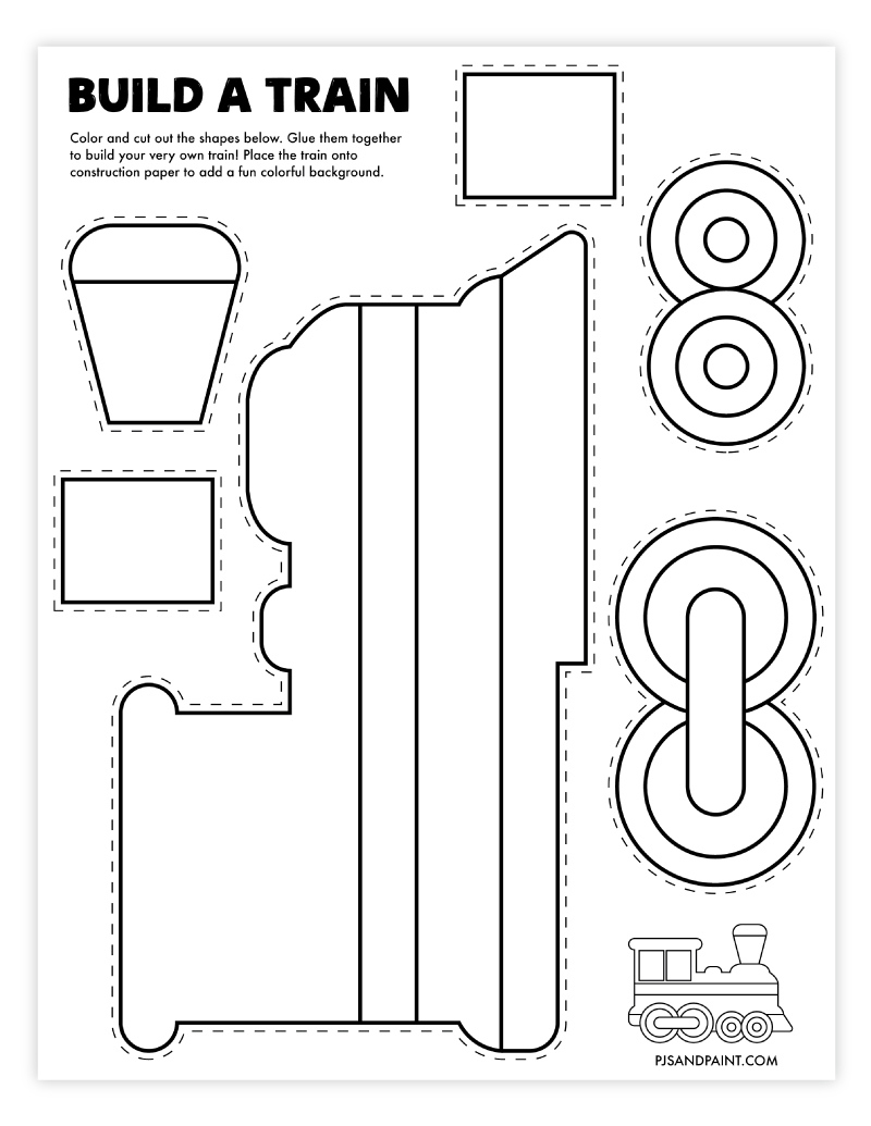 Free Printable Build A Train Craft - Pjs And Paint for Free Printable 3D Paper Train Template