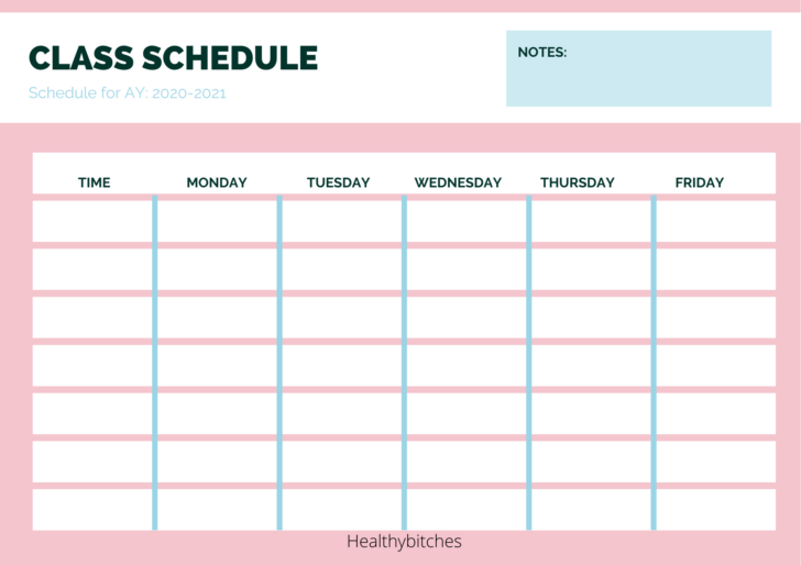 Free Printable Class Schedule Template