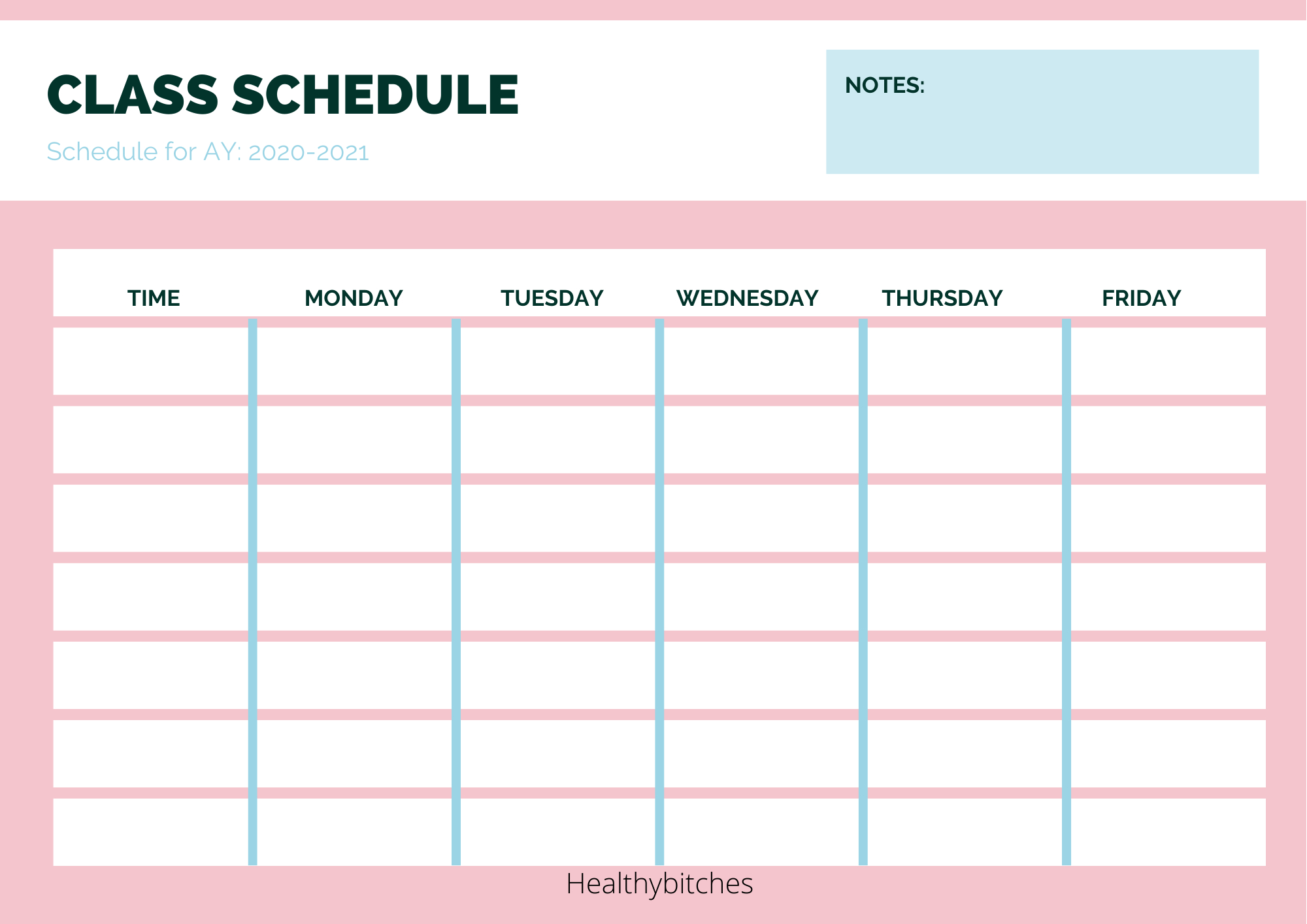 Free Printable Class Schedule Templates For School in Free Printable Class Schedule Template