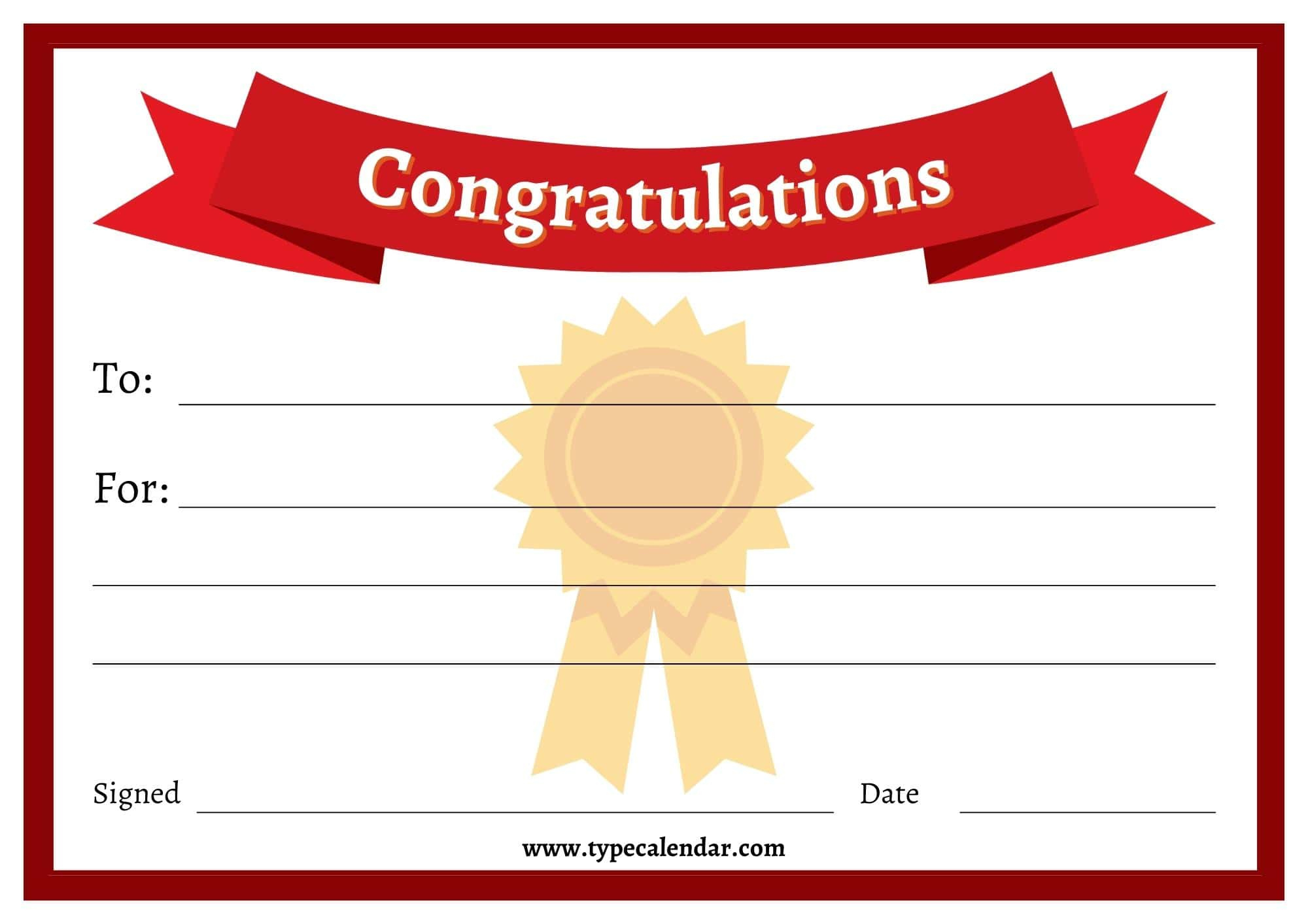 Free Printable Congratulations Certificate Templates [Word, Pdf intended for Free Printable Congratulations Certificate Template