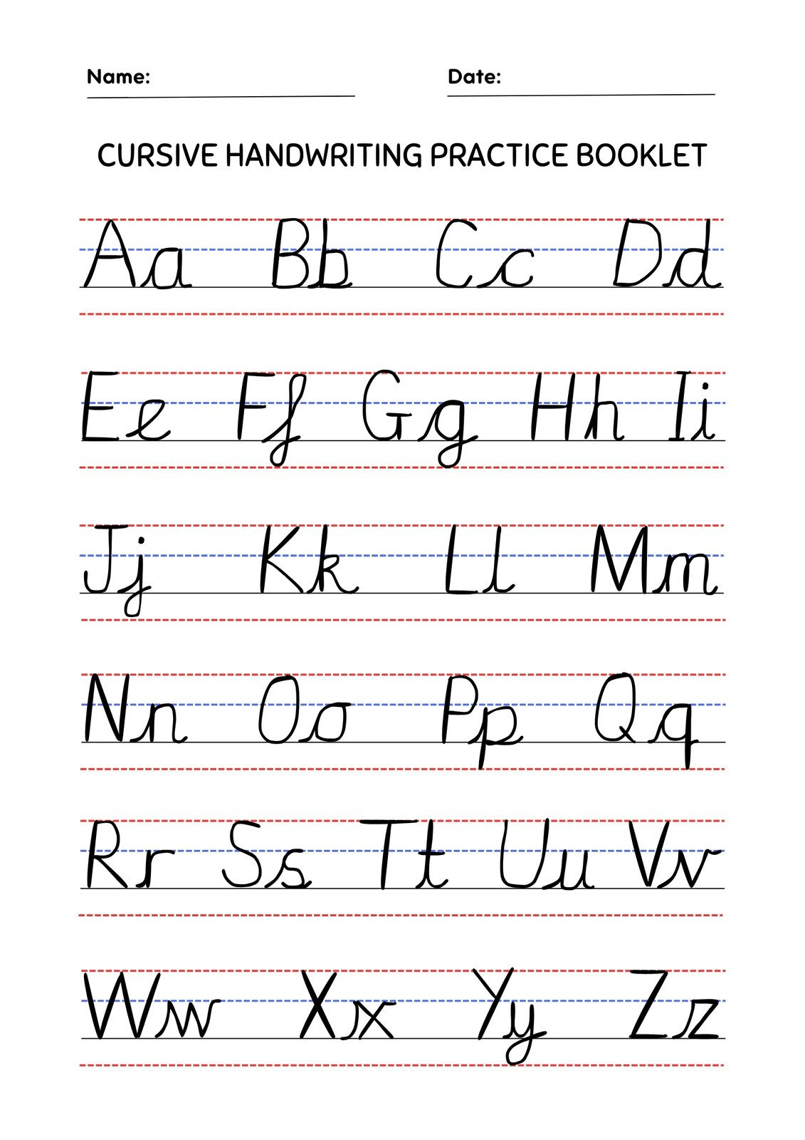 Free Printable Cursive Writing Worksheet Templates | Canva for Free Printable Cursive Writing Template