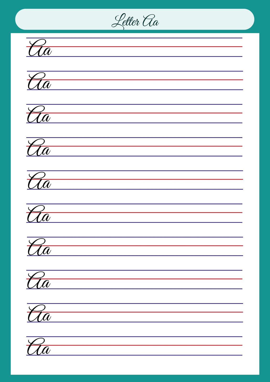 Free Printable Cursive Writing Worksheet Templates | Canva with regard to Free Printable Cursive Writing Template