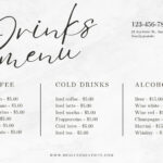Free, Printable Custom Drink Menu Templates | Canva With Free Printable Bar Menu Template