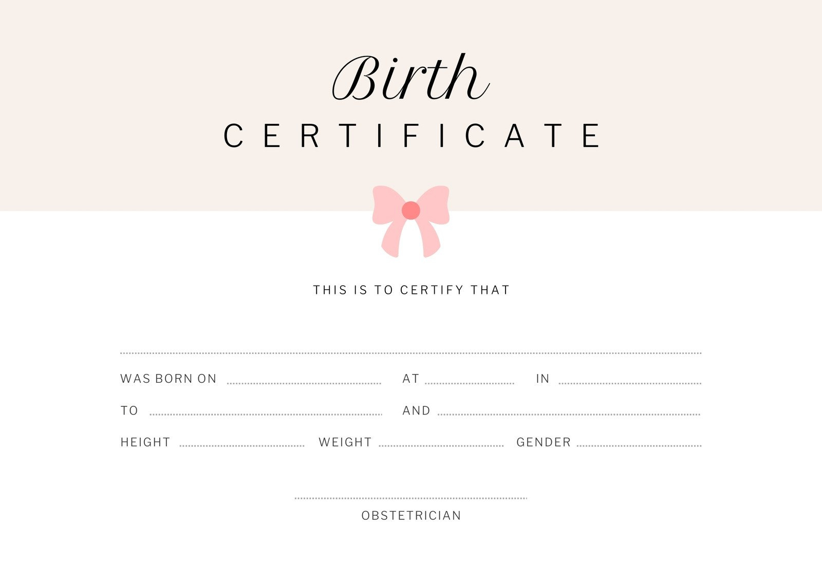 Free Printable, Customizable Birthday Certificate Templates | Canva in Free Printable Birth Certificate Template