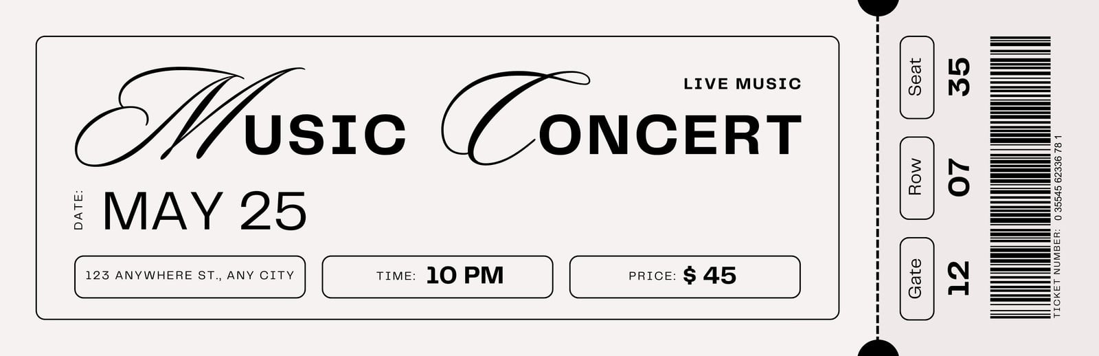 Free, Printable, Customizable Concert Ticket Templates | Canva within Free Printable Concert Tickets Template