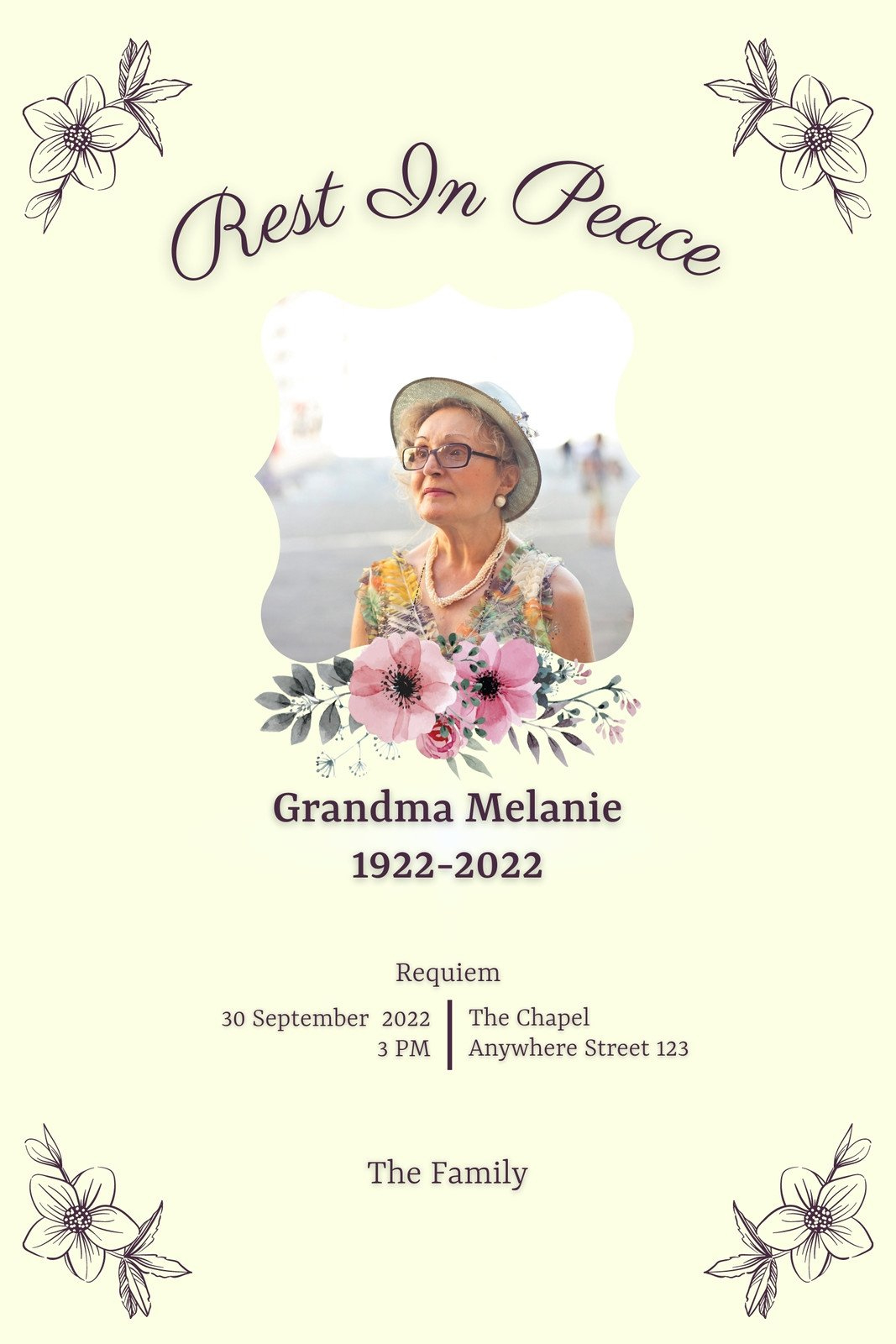 Free, Printable, Customizable Funeral Card Templates | Canva inside Free Printable Funeral Card Template